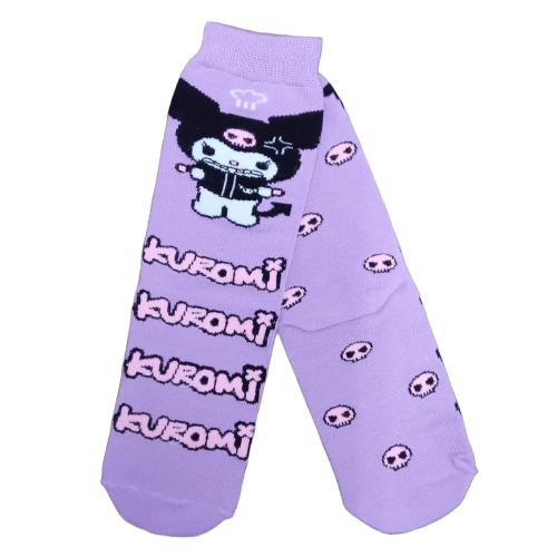 Medias 3/4 Sanrio - Kuromi enojada fondo lila