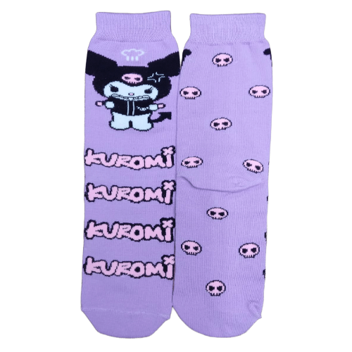 Medias 3/4 Sanrio - Kuromi enojada fondo lila