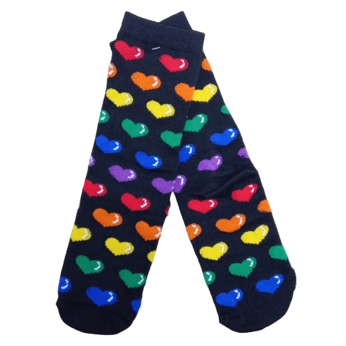 Medias 3/4 Corazones multicolor fondo negro