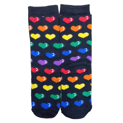 Medias 3/4 Corazones multicolor fondo negro