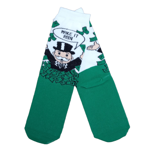 Medias 3/4 Monopoly - Make It Rain (fondo blanco y verde)