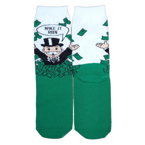 Medias 3/4 Monopoly - Make It Rain (fondo blanco y verde)