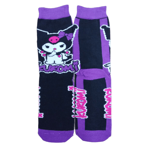 Medias 3/4 Sanrio - Kuromi fondo violeta y negro