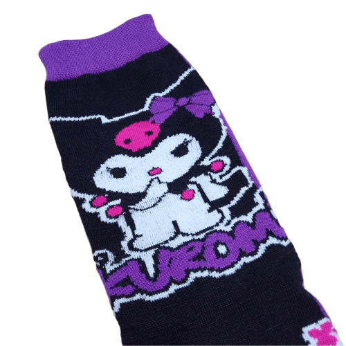 Medias 3/4 Sanrio - Kuromi fondo violeta y negro