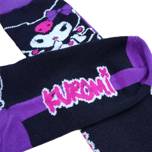 Medias 3/4 Sanrio - Kuromi fondo violeta y negro