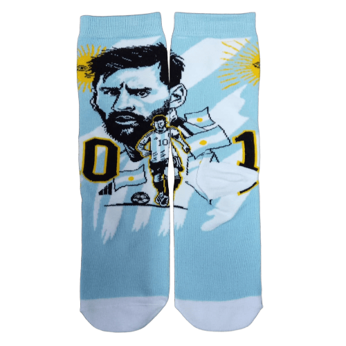 Medias 3/4 Argentina - Messi fondo celeste y blanco con sol