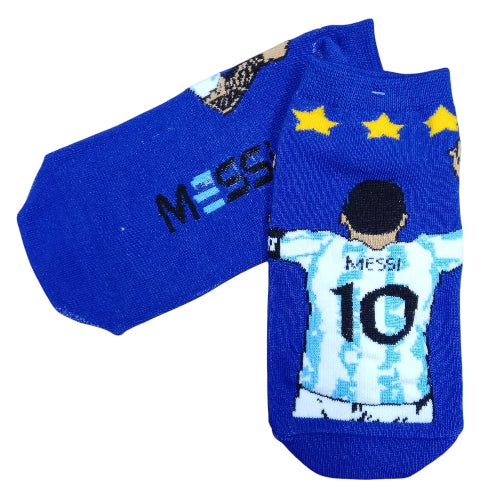 Medias soquete Messi 3 Estrellas fondo azul