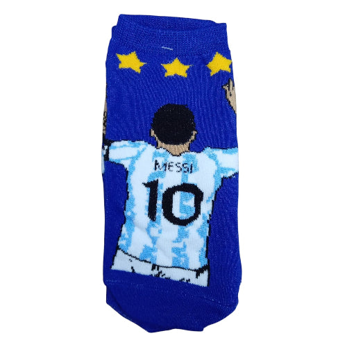 Medias soquete Messi 3 Estrellas fondo azul