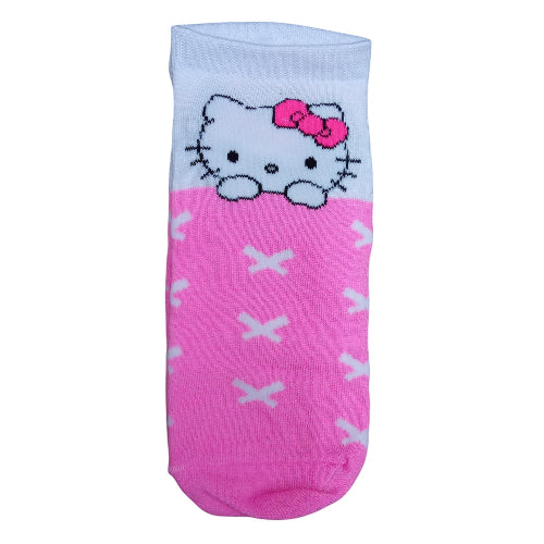 Medias soquete Sanrio - Hello Kitty camita rosa con cruces