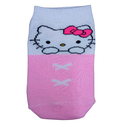 Medias soquete Sanrio - Hello Kitty camita rosa con cruces (talle niño)