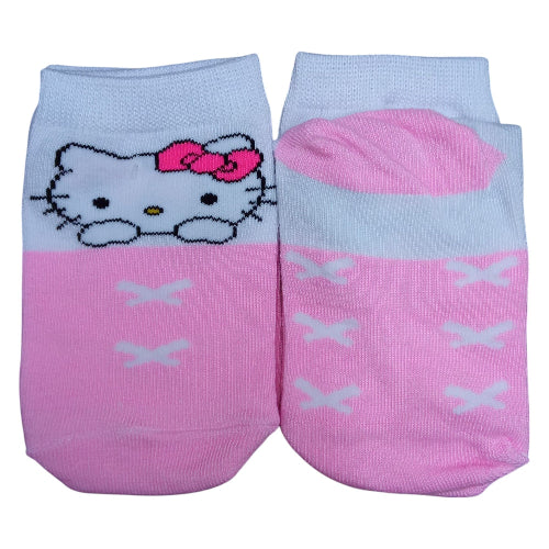 Medias soquete Sanrio - Hello Kitty camita rosa con cruces (talle niño)