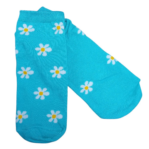 Medias soquete Margaritas fondo turquesa