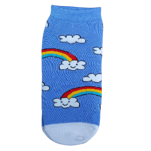 Medias soquete Nube Feliz con Arcoiris Fondo Celeste