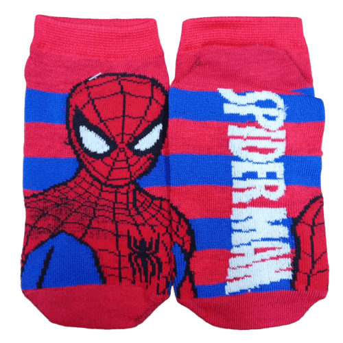 Medias soquete Spider-Man fondo rayado rojo y azul