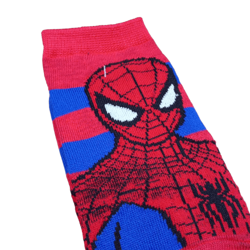 Medias soquete Spider-Man fondo rayado rojo y azul