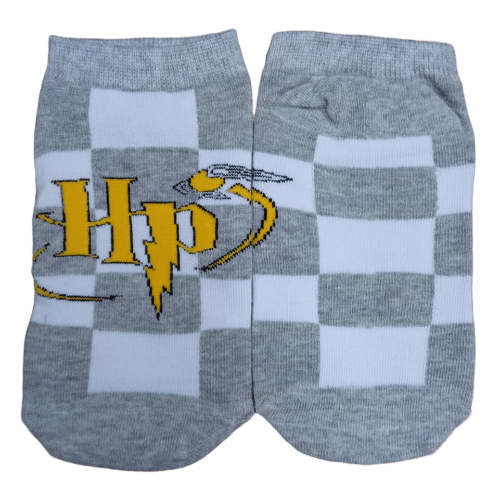 Medias soquete Harry Potter - Logo HP cuadros blancos y grises