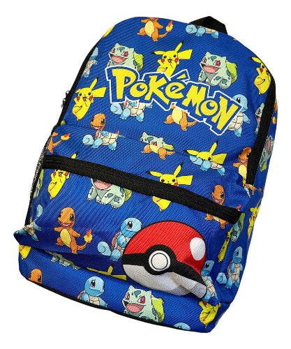 Mochila de Cordura Reforzada - Pokemon Personajes Iniciales (fondo Azul)