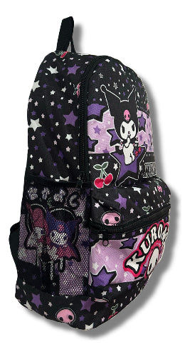 Mochila de Cordura Reforzada - Sanrio Kuromi (fondo Negro con estrellitas violeta y blanca)