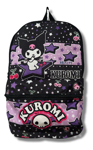 Mochila de Cordura Reforzada - Sanrio Kuromi (fondo Negro con estrellitas violeta y blanca)
