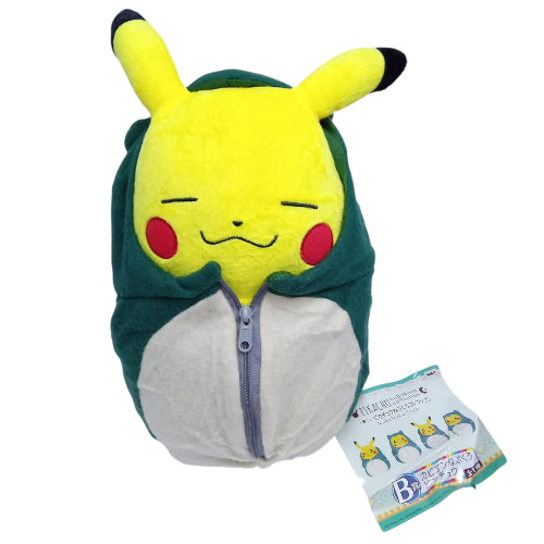 Peluche plush Pokemon - Pikachu dormido sleeping bag Snorlax 27CM - Oficial