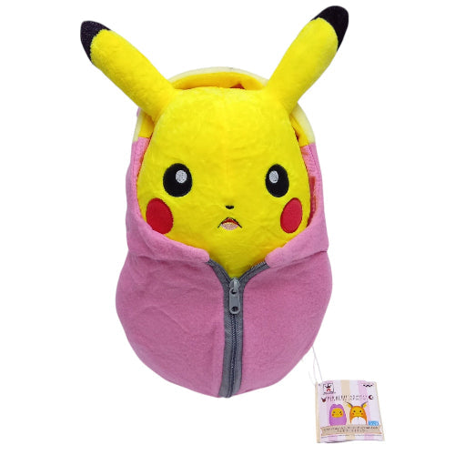Peluche plush Pokemon - Pikachu sorprendido sleeping bag Slowpoke 27CM - Oficial