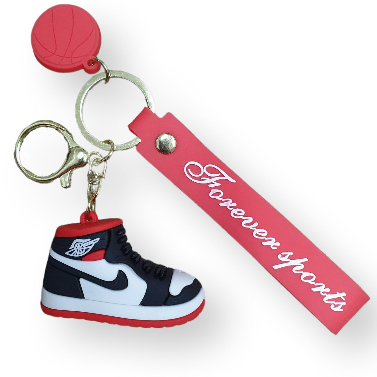 Llavero Goma 3D Zapatilla Nike Jordan - Negro y Blanco con detalle Rojo