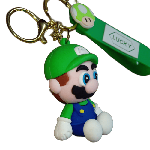 Llavero goma 3D Super Mario Bros - Luigi sentado