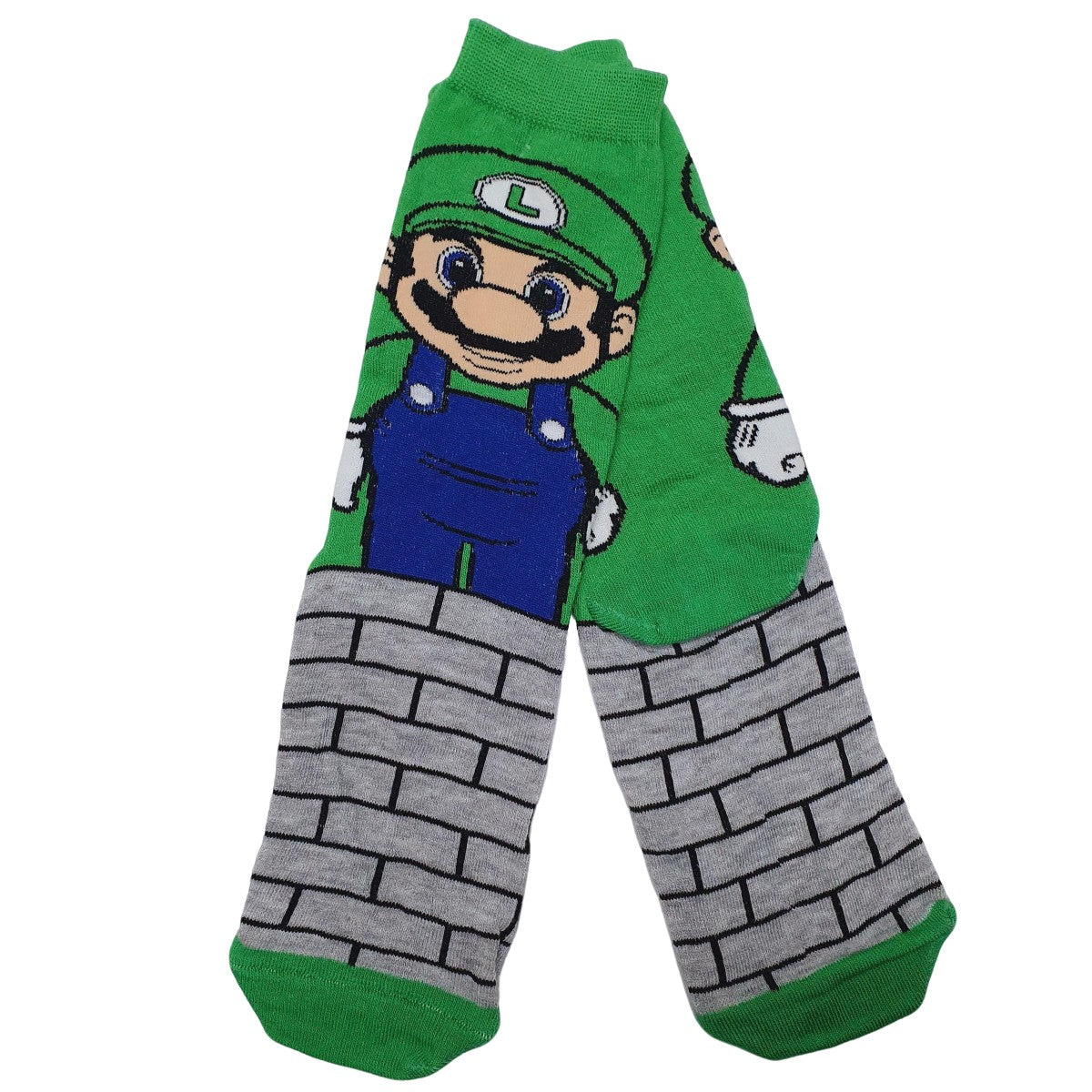 Medias 3/4 Mario Bros - Luigi (Cuerpo completo con Muro Gris)