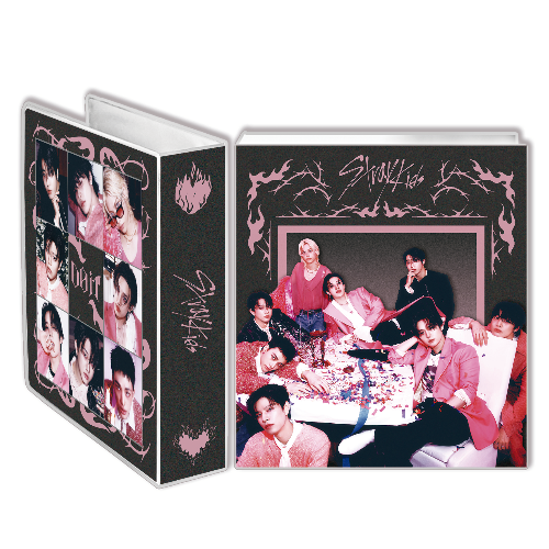 Carpeta Escolar N°3 Kpop - Stray Kids negra y rosa (Modelo: STRAY KIDS 07)