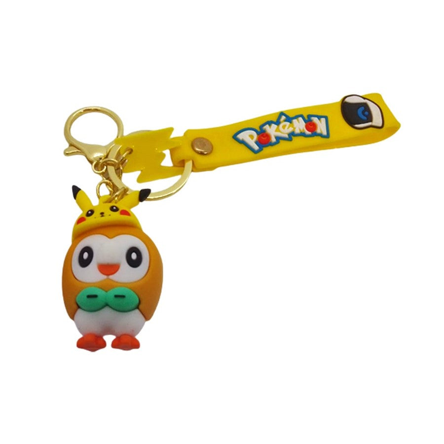 Llavero Goma 3D Pokemon Rowlet sombrero Pikachu