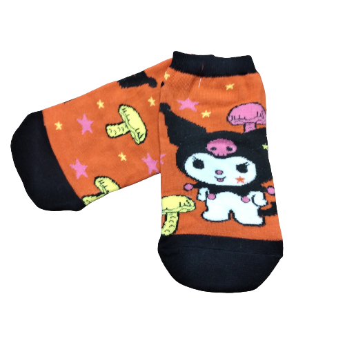 Medias soquete Sanrio - Kuromi (fondo naranja)