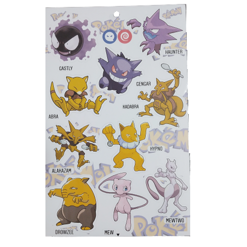 Stickers PVC Pokemon - Pokemon Psiquico y Fantasma