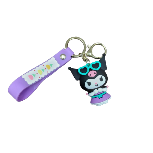 Llavero goma 3D Sanrio Kuromi Anteojos de corazon