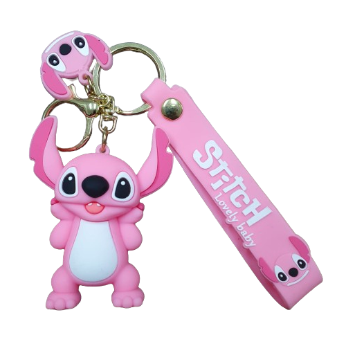 Llavero Goma 3D Lilo & Stitch - Stitch Adorando Rosa