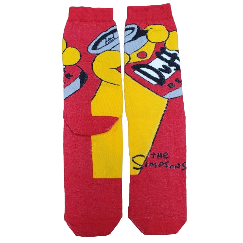 Medias 3/4 Simpsons - Cerveza Duff en mano (Fondo Rojo)