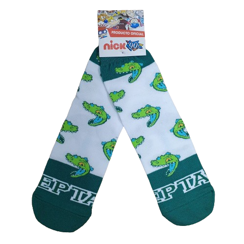 Medias 3/4 Rugrats - Reptar Pequeños(Blancas con Verde) Oficial