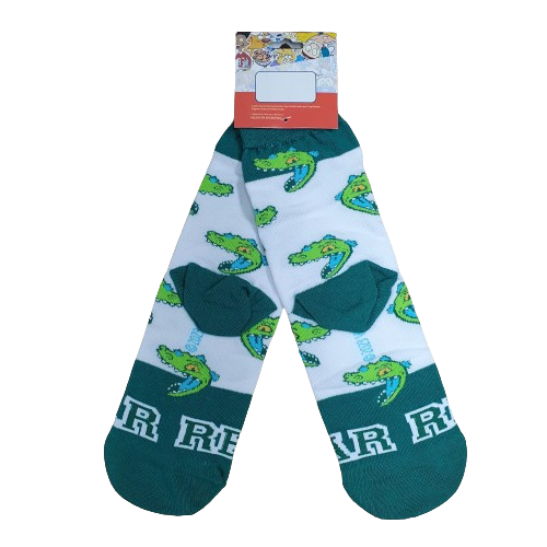 Medias 3/4 Rugrats - Reptar Pequeños(Blancas con Verde) Oficial