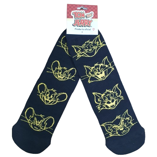Medias 3/4 Tom & Jerry - Negras con Caritas de Tom y Jerry Oficial