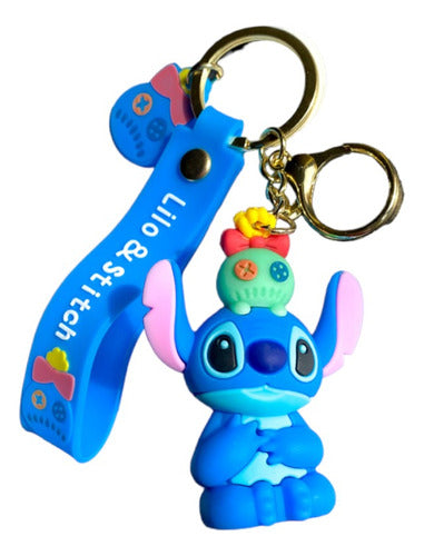 Llavero Goma 3D Stitch - Muñeco Scrump en la cabeza