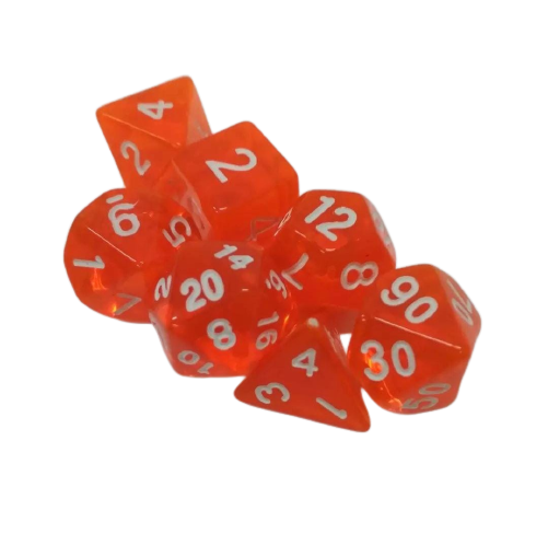 Pack x 7 Dados juego de rol - Naranja