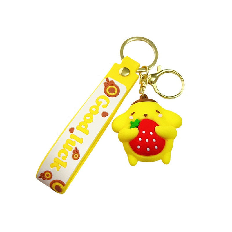 Llavero Goma 3D Sanrio Purin frutilla