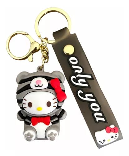 Llavero Goma 3D Sanrio Kitty disfraz mapache