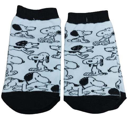 Medias Soquetes Snoopy & sus amigos - Talle niño (Blanco y negro)