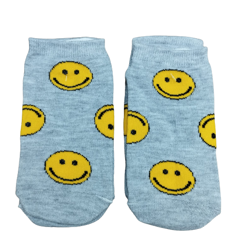 Medias Soquetes Emoji - Sonrisa - Talle niño (Fondo gris)