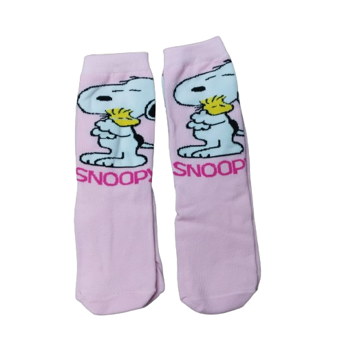 Medias 3/4 Snoopy & Woodstock - Abrazados (Fondo rosa)