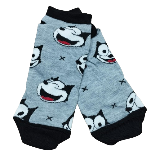 Medias Soquetes Felix The Cat - Caras (fondo gris)