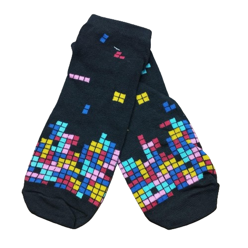 Medias Soquetes Tetris Retro (fondo negro)