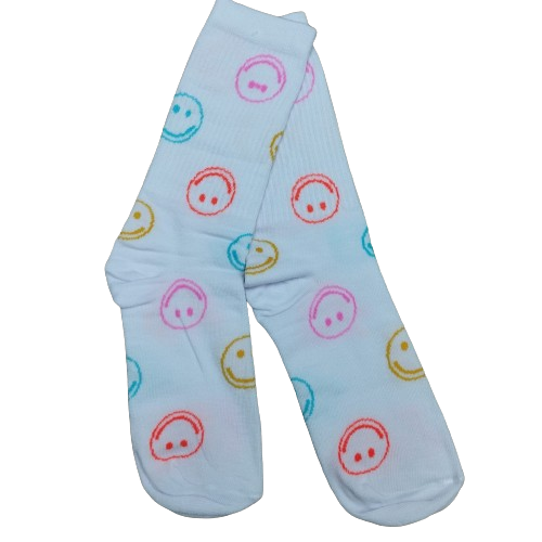 Medias 3/4 Carita Feliz Colores (fondo blanco)