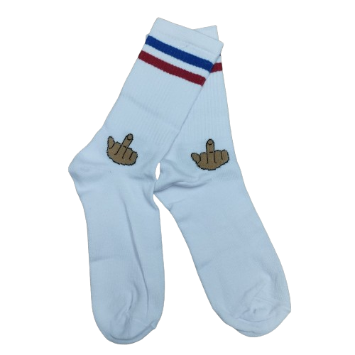 Medias 3/4 Fuck You - Raya azul & roja (fondo blanco)