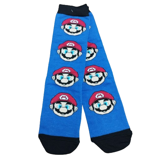 Medias 3/4 Mario Bros - Cara Mario (fondo azul)